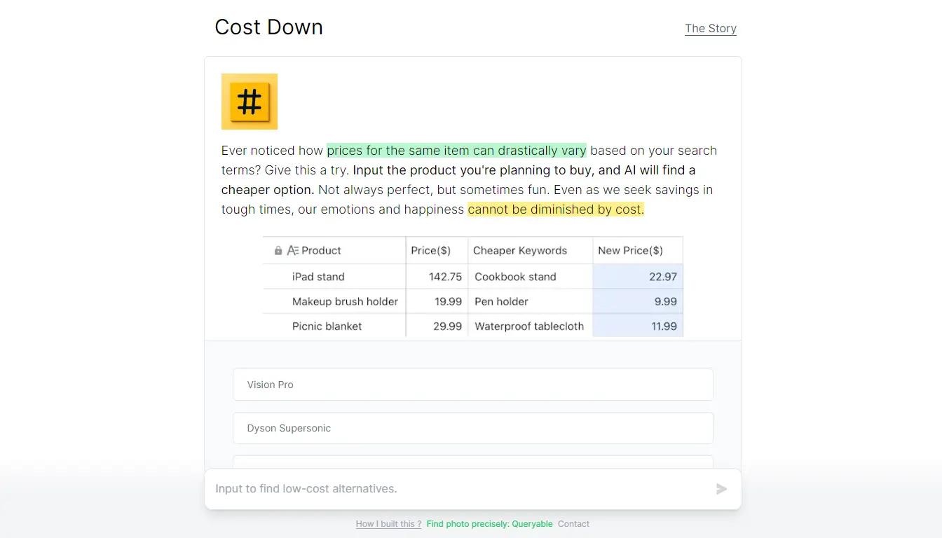 Cost DownWebsite Screenshot