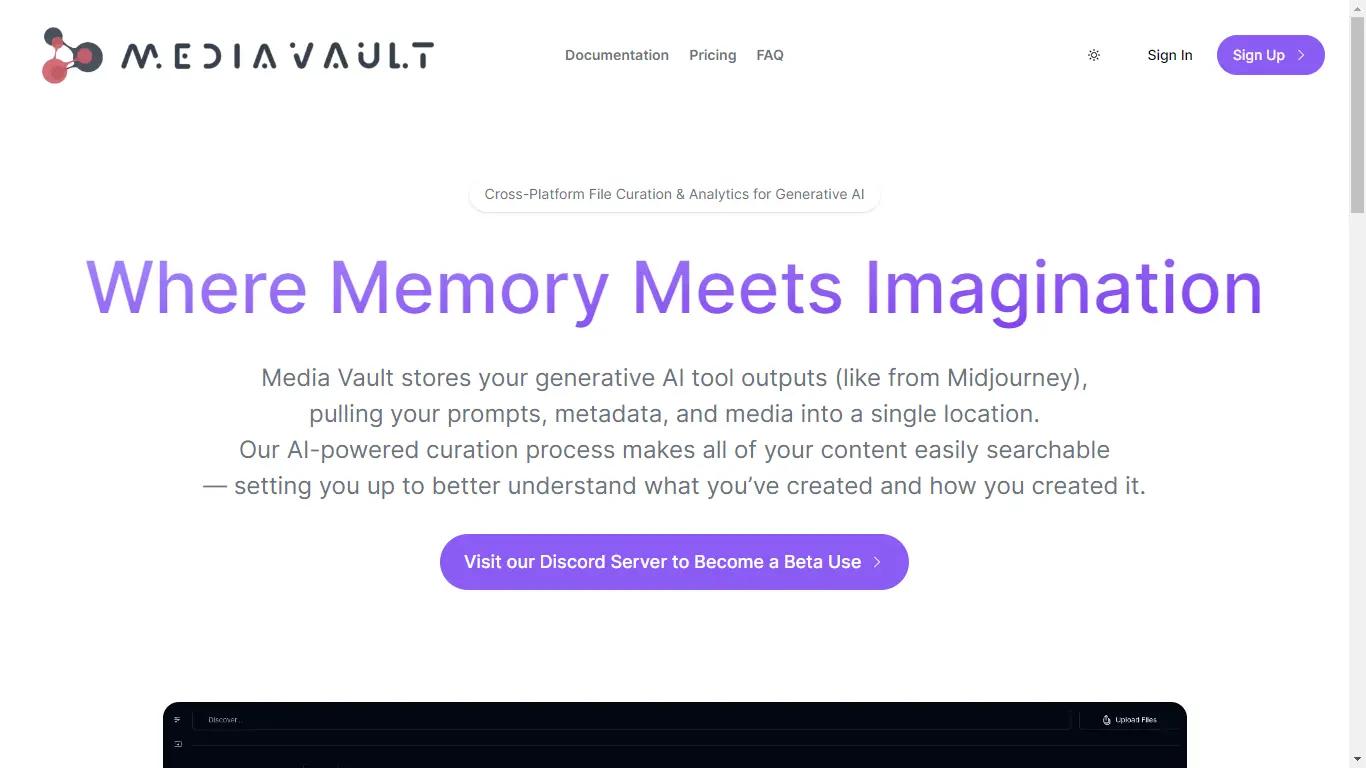 Media Vault Website Screenshot