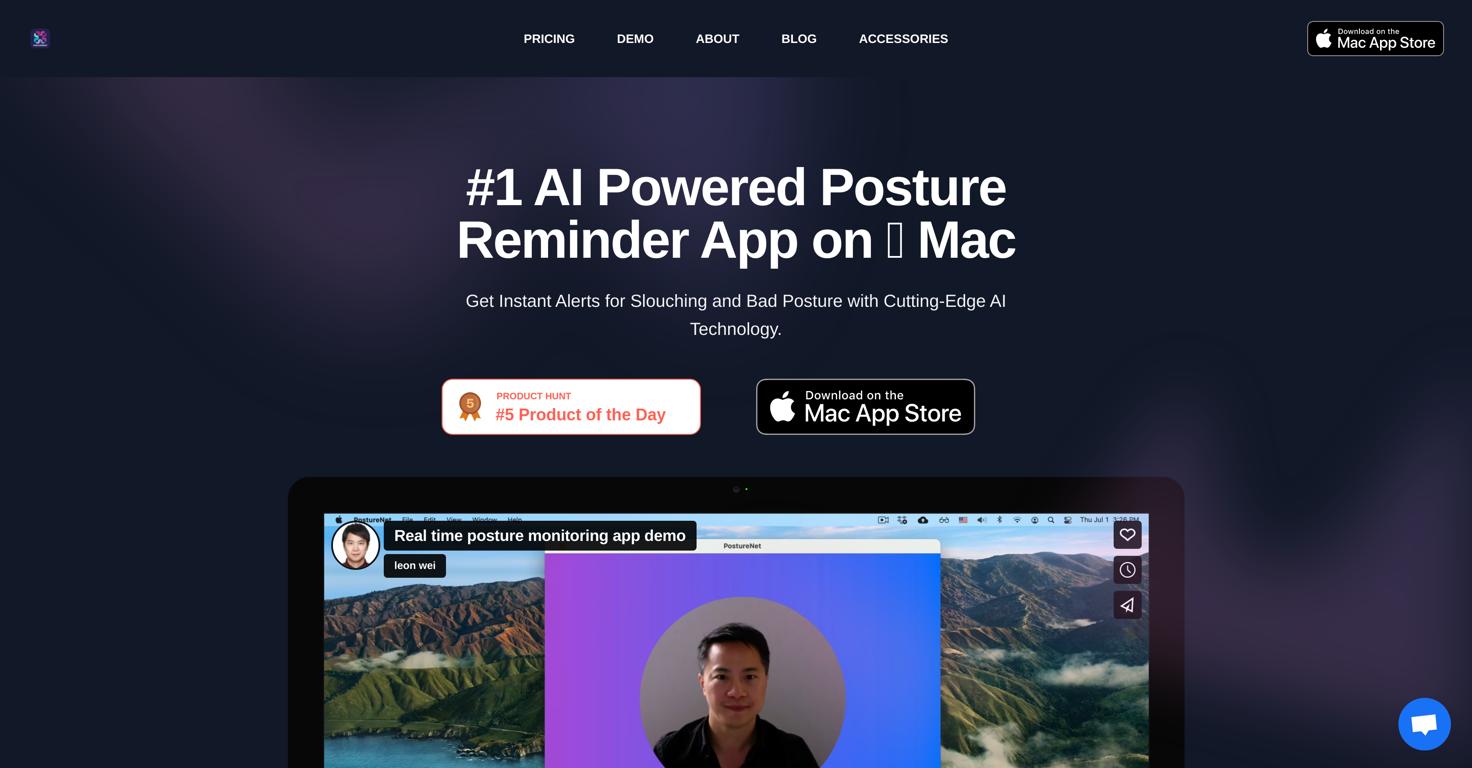 Posture Reminder App Website