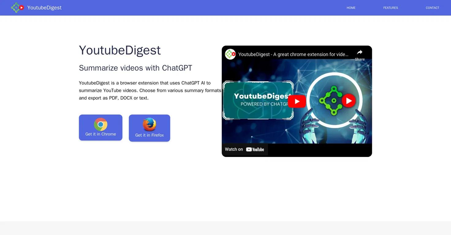 YoutubeDigestWebsite Screenshot