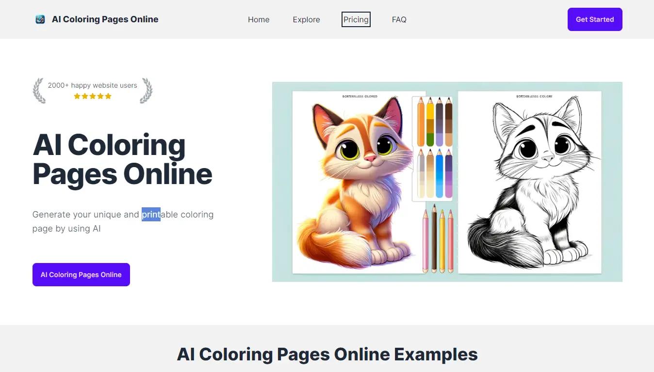 AI Coloring Pages OnlineWebsite Screenshot