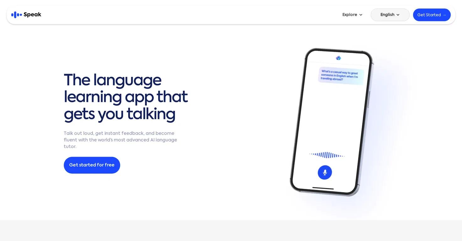 Speak Website Screenshot