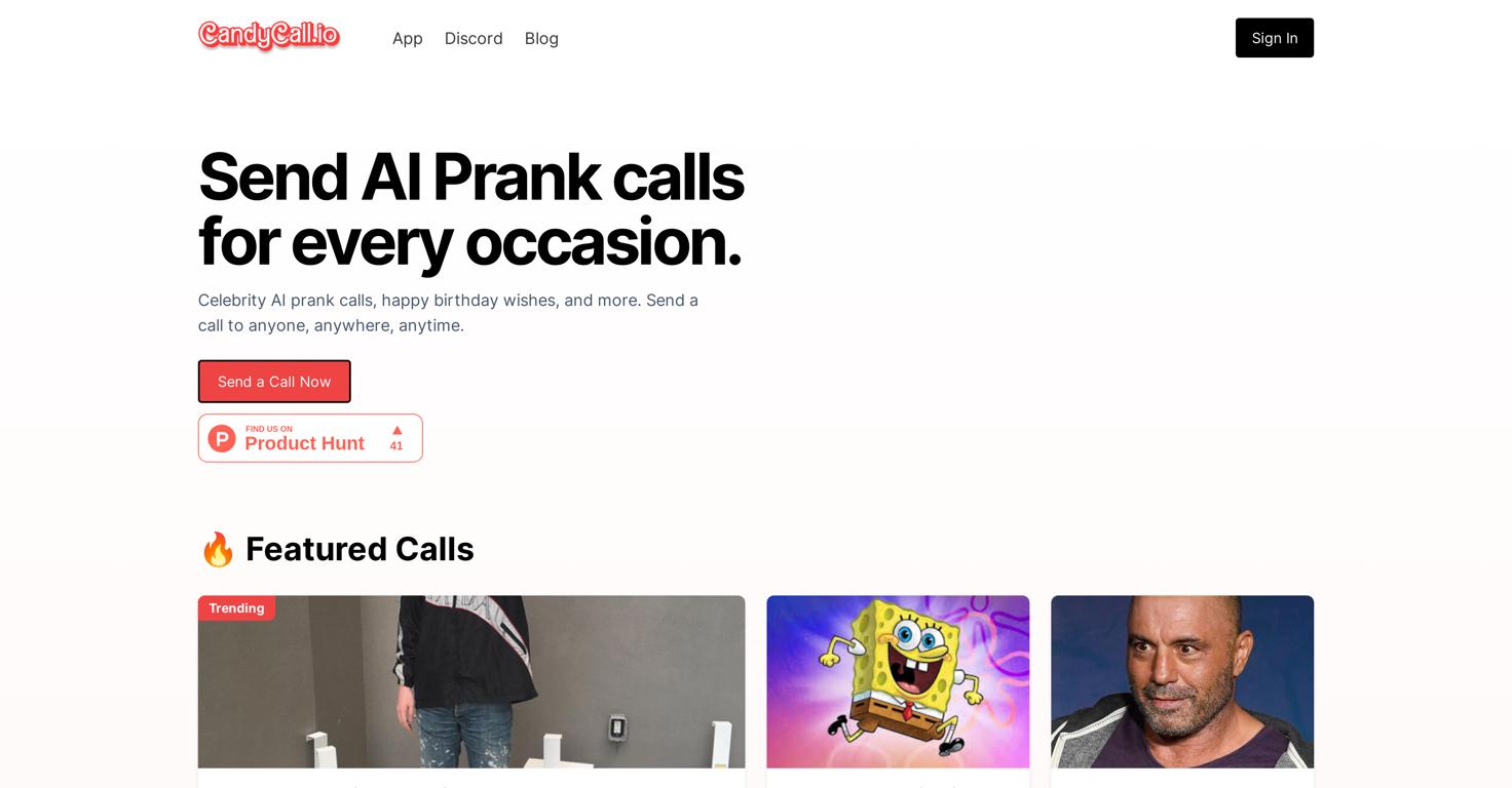 CandyCallWebsite Screenshot