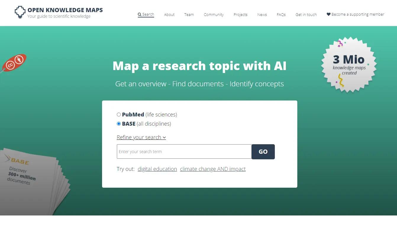 Open Knowledge MapsWebsite Screenshot