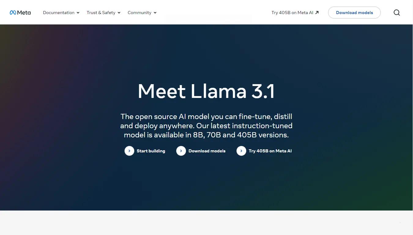 Meta Llama 3Website Screenshot