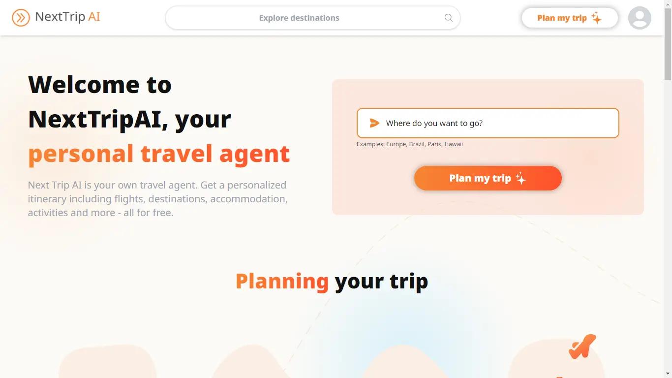 Next Trip AIWebsite Screenshot