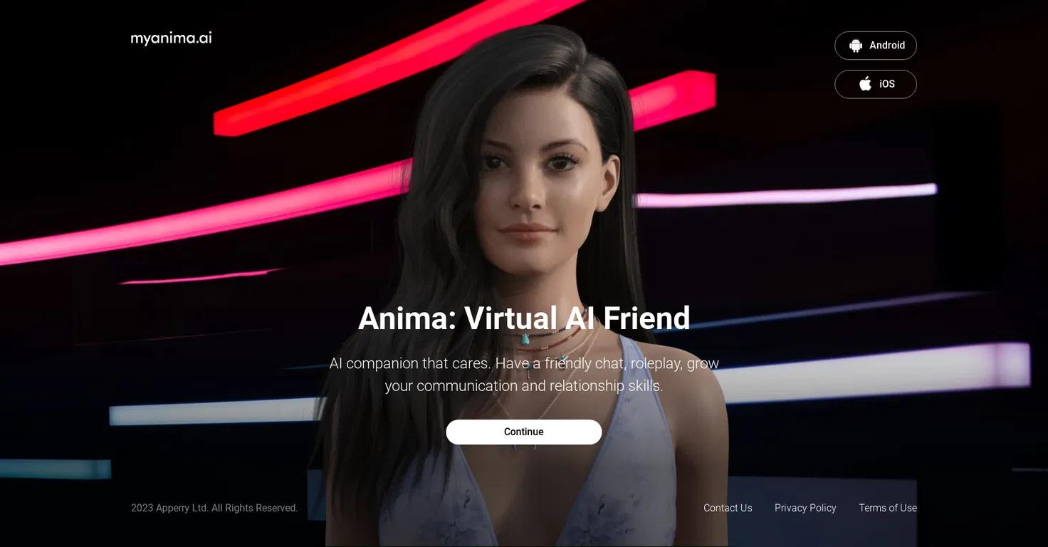 MyAnima Website Screenshot