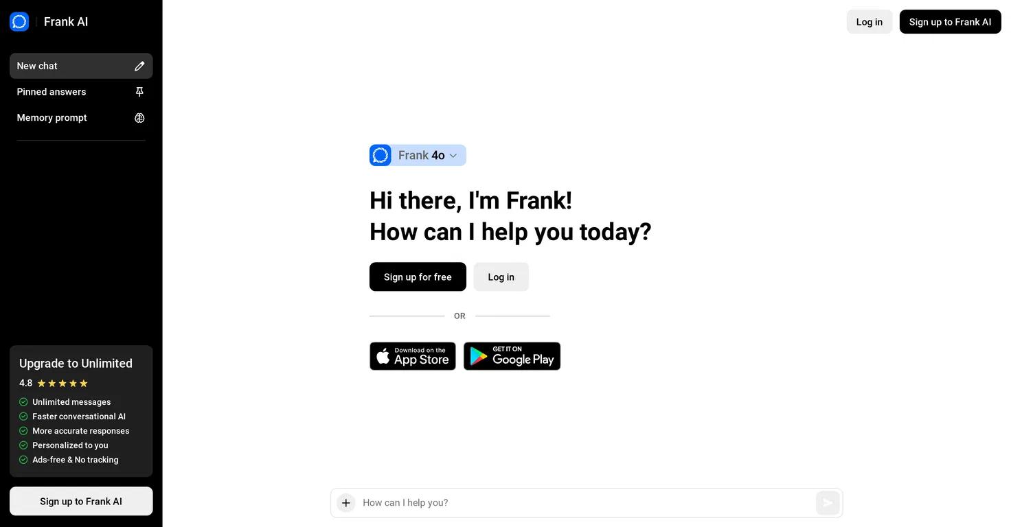 Frank AIWebsite Screenshot