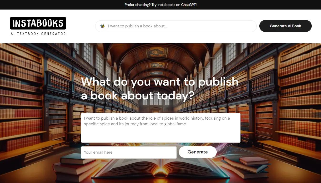 Instabooks AIWebsite Screenshot