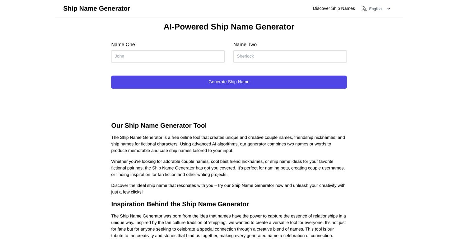 Ship Name Generator Website