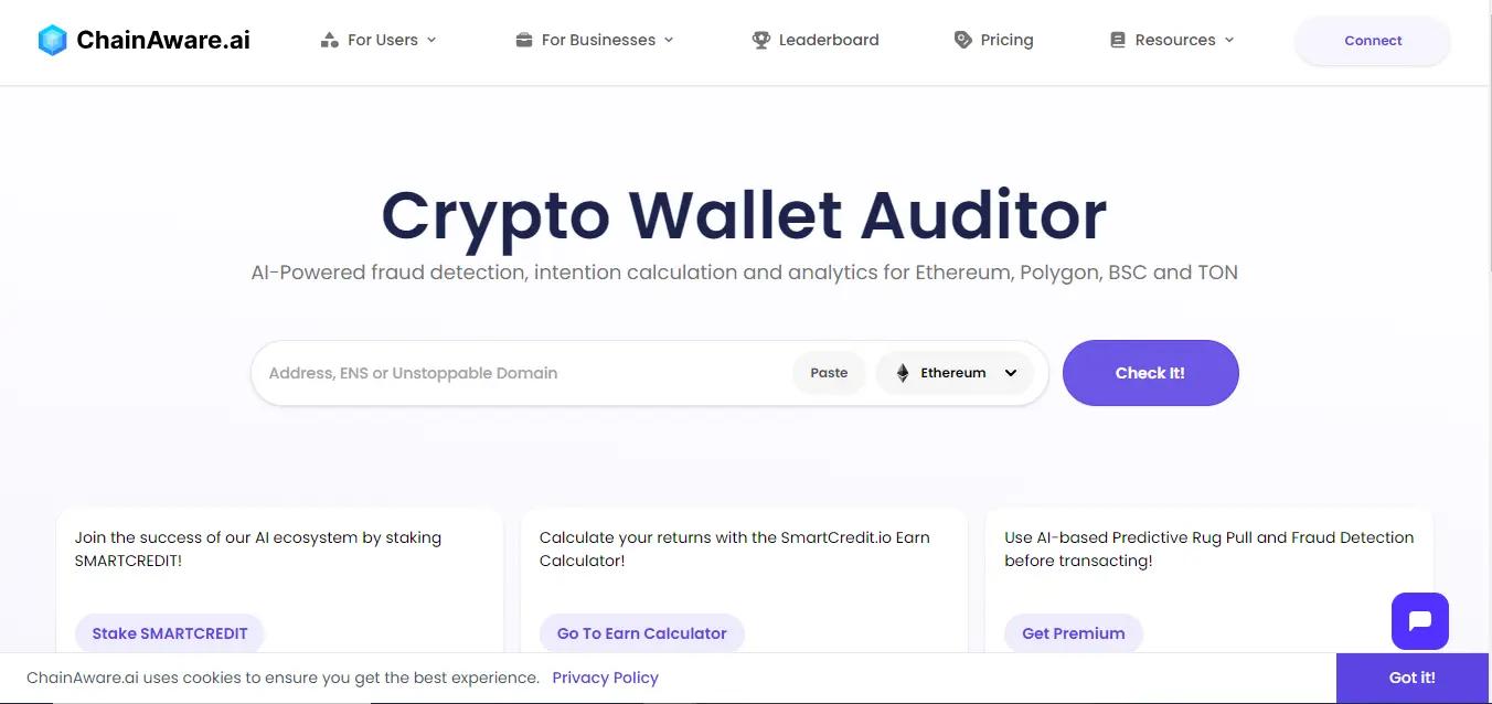 ChainAwareWebsite Screenshot