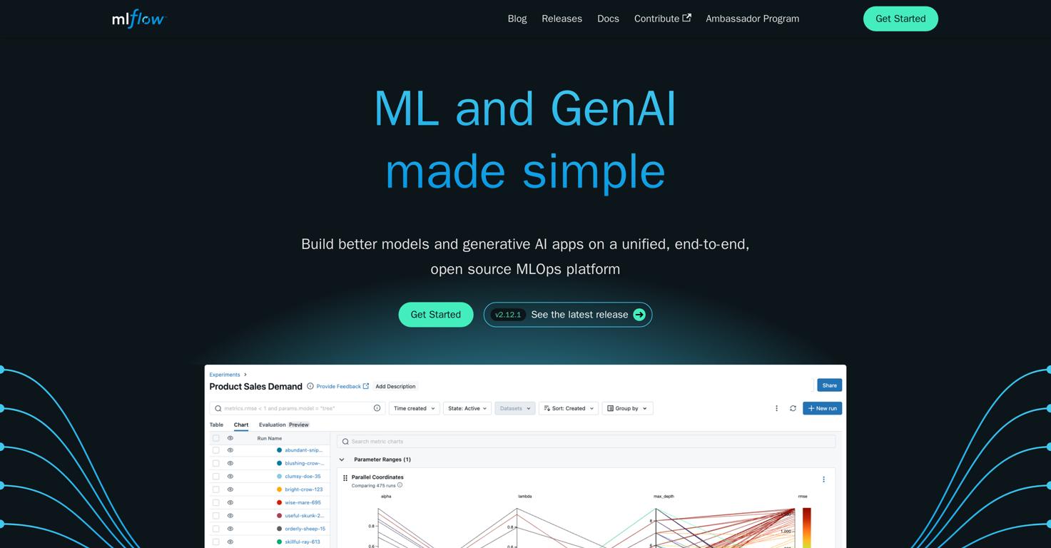 MLflowWebsite Screenshot