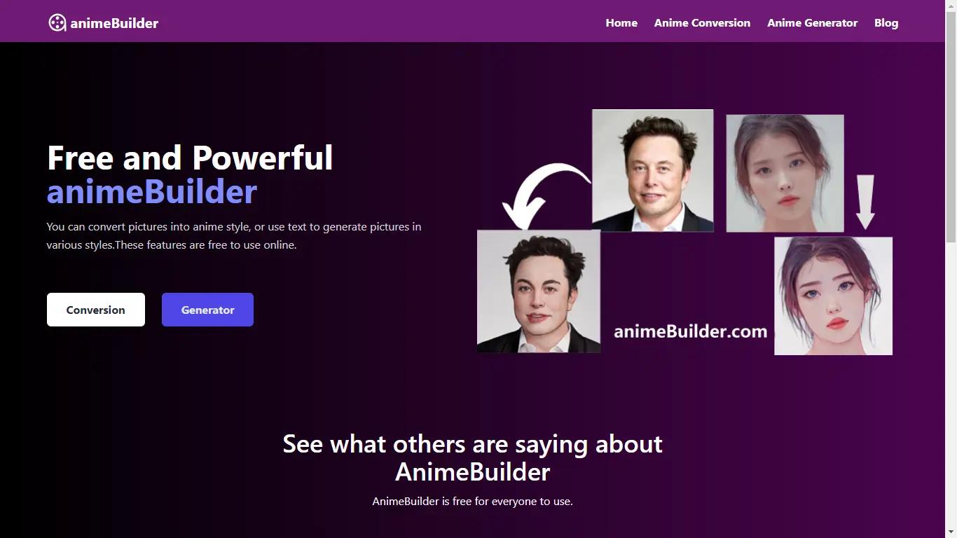 AnimeBuilderWebsite Screenshot