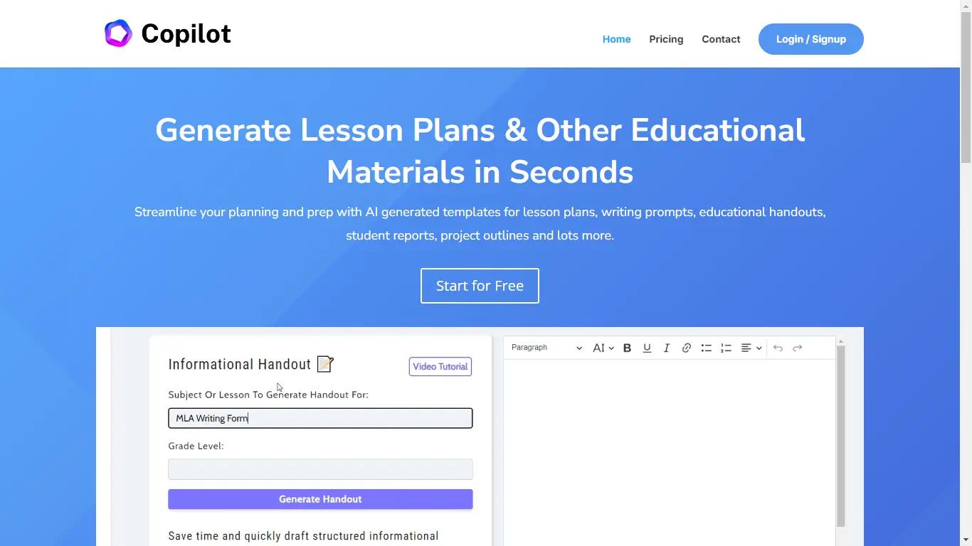 Education CopilotWebsite Screenshot