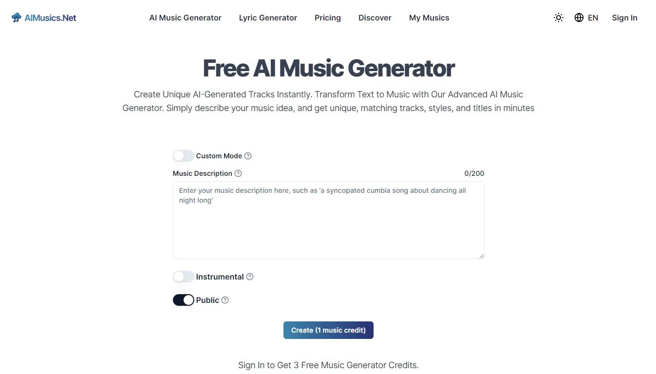 AIMusics.NetWebsite Screenshot