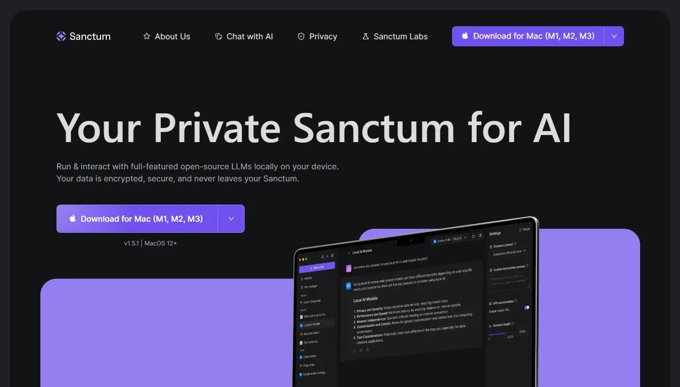 Sanctum Website Screenshot