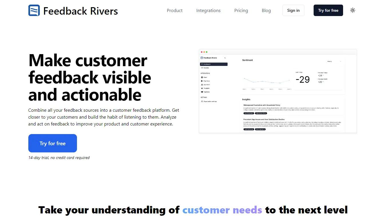 Feedback RiversWebsite Screenshot