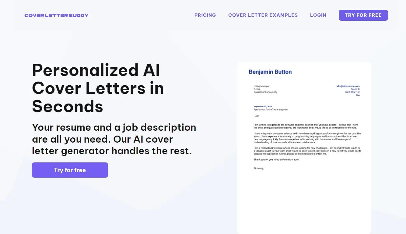 Cover Letter Buddy Website