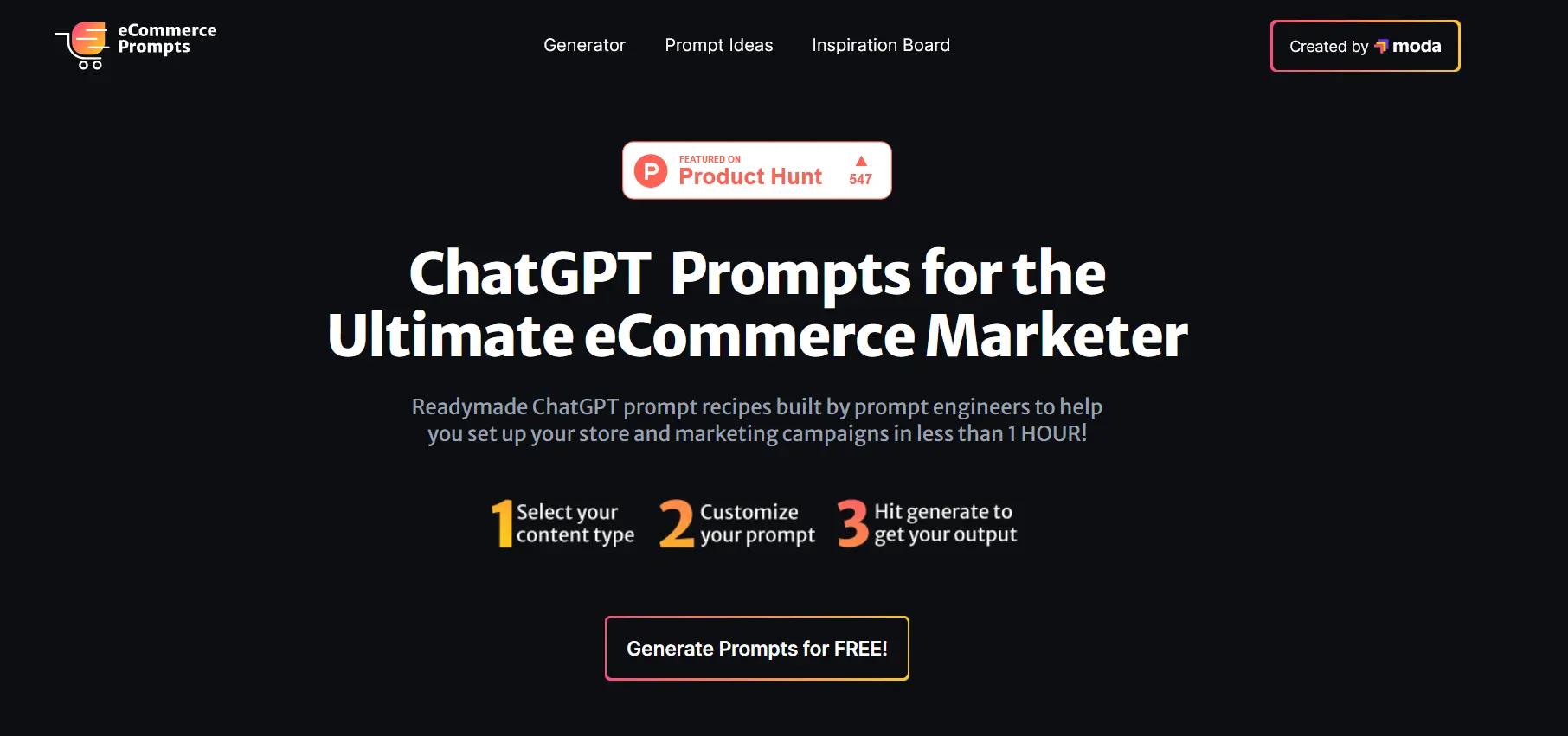 ECommerce Prompt Generator Website