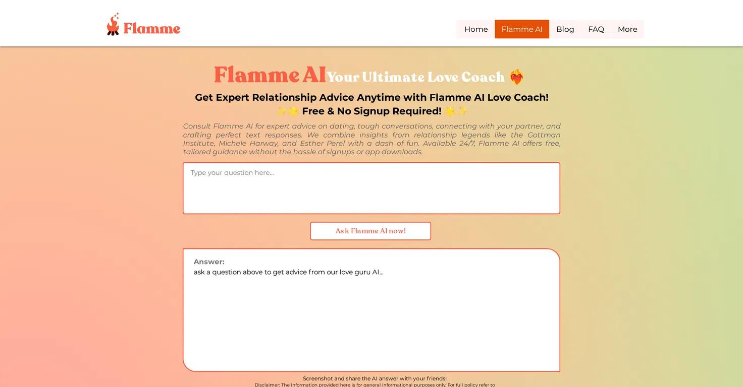 Flamme Website Screenshot