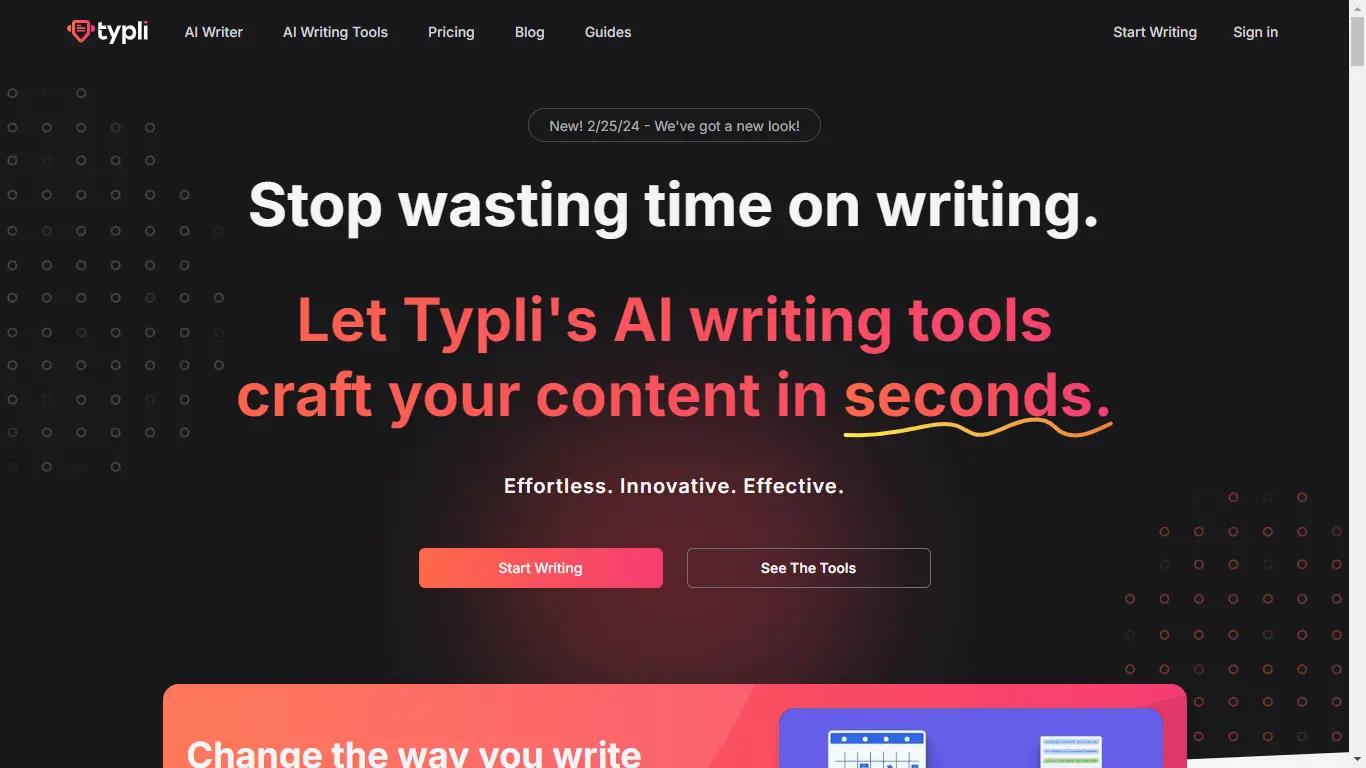 Typli AIWebsite Screenshot