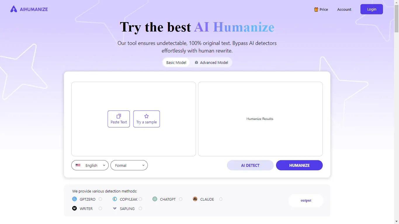 AI HumanizeWebsite Screenshot