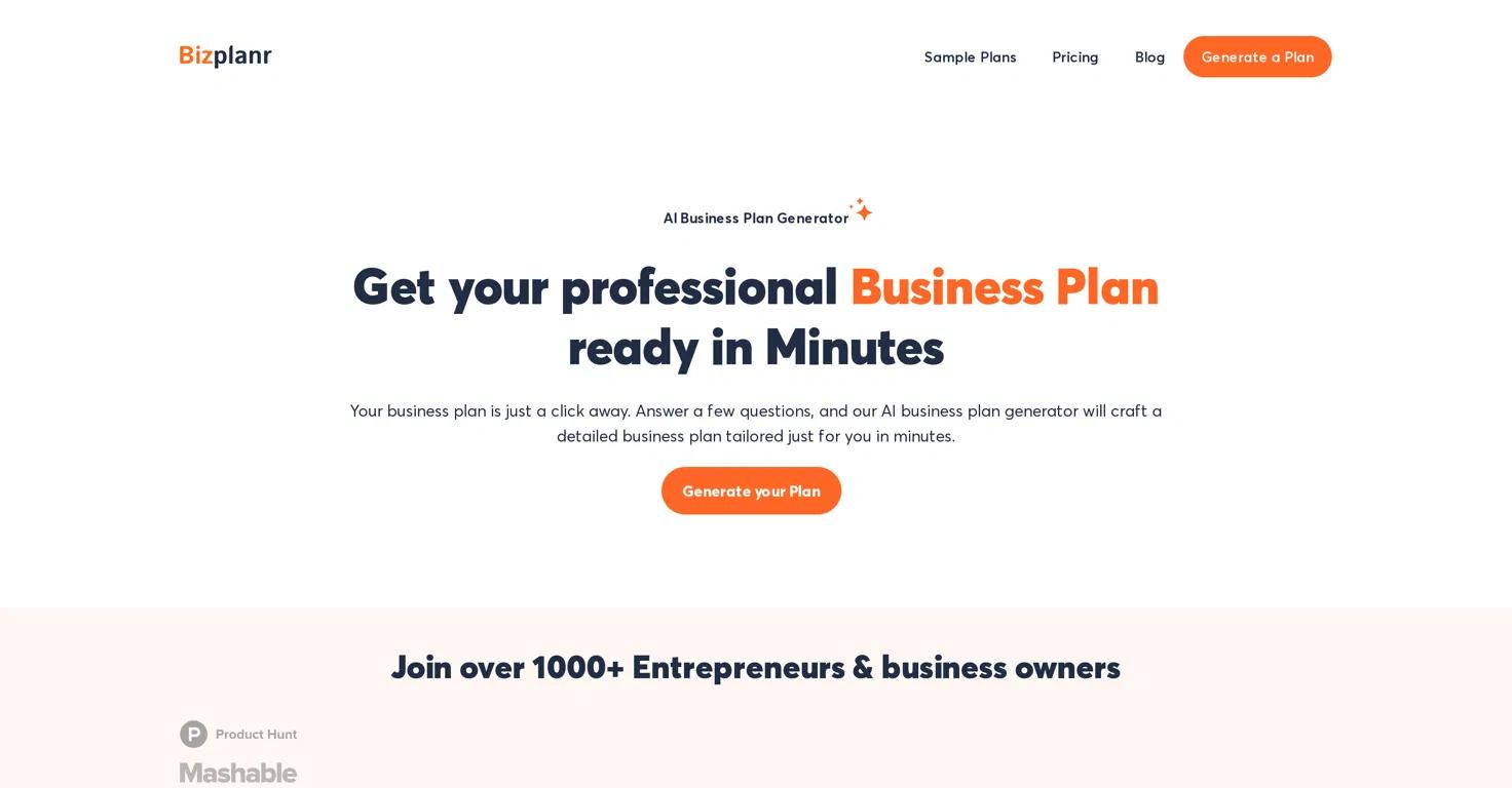 BizplanrWebsite Screenshot