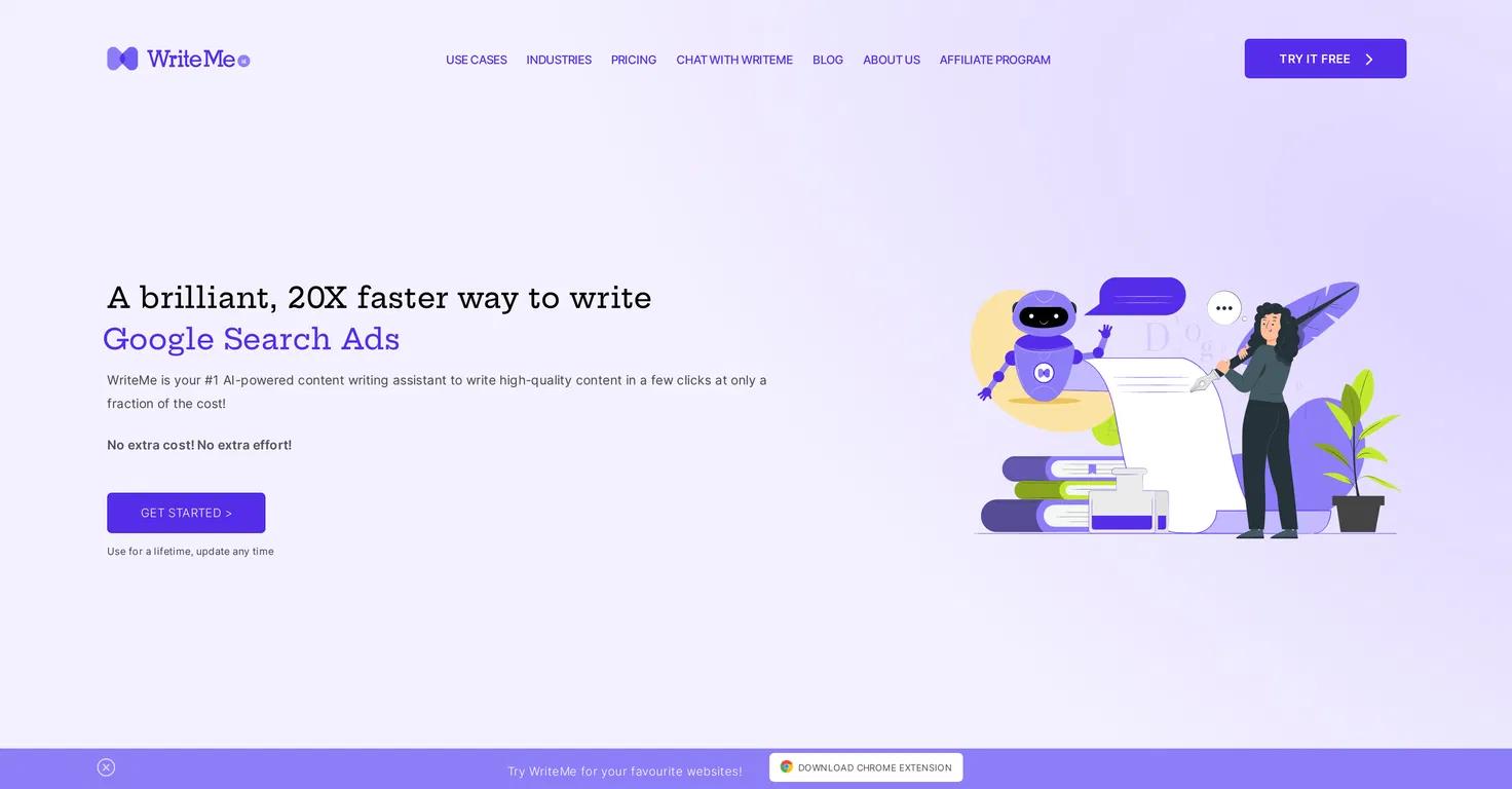 WriteMeWebsite Screenshot