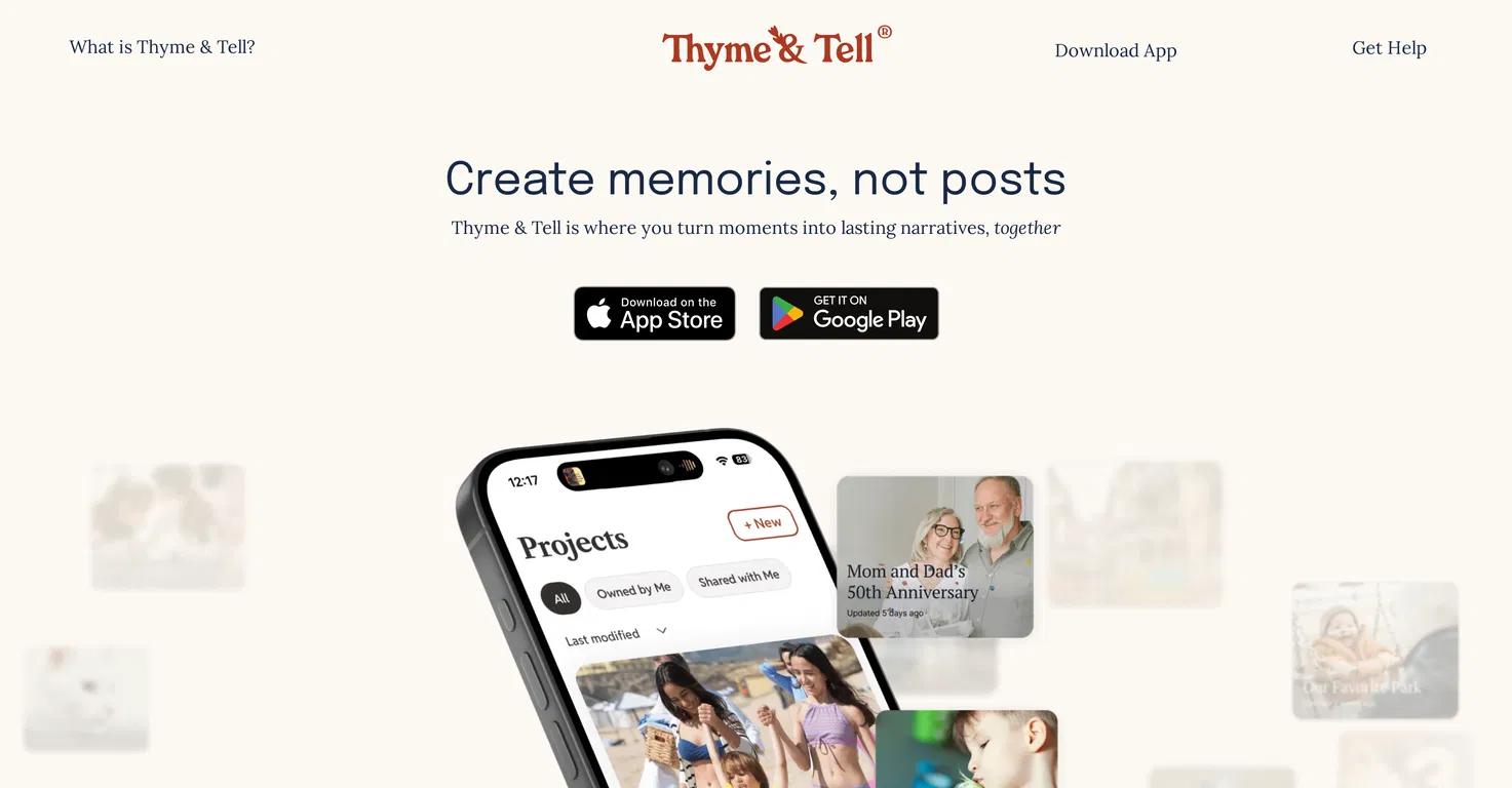 Thyme & TellWebsite Screenshot