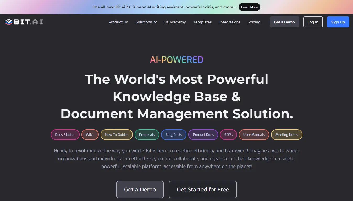 Bit.ai 3.0Website Screenshot