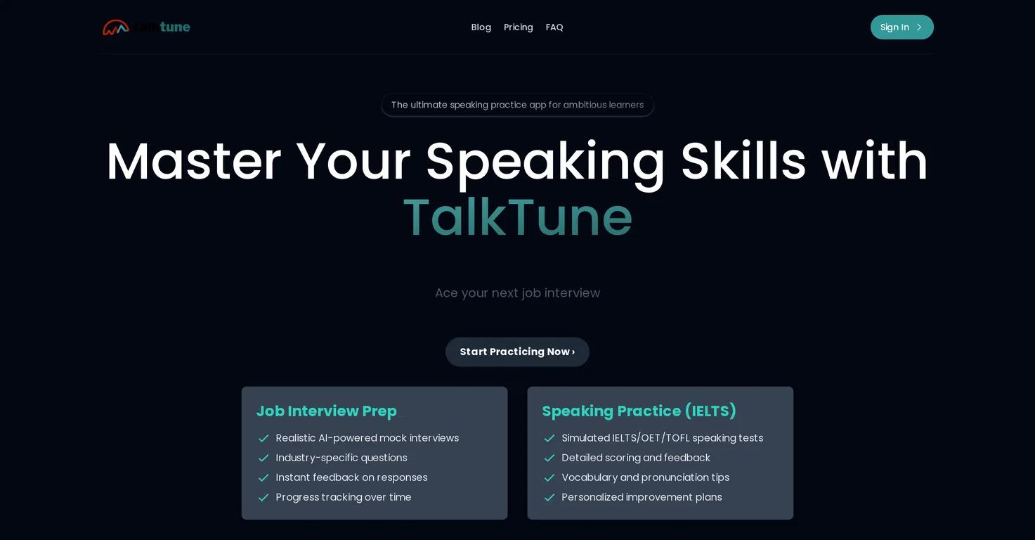 TalkTuneWebsite Screenshot