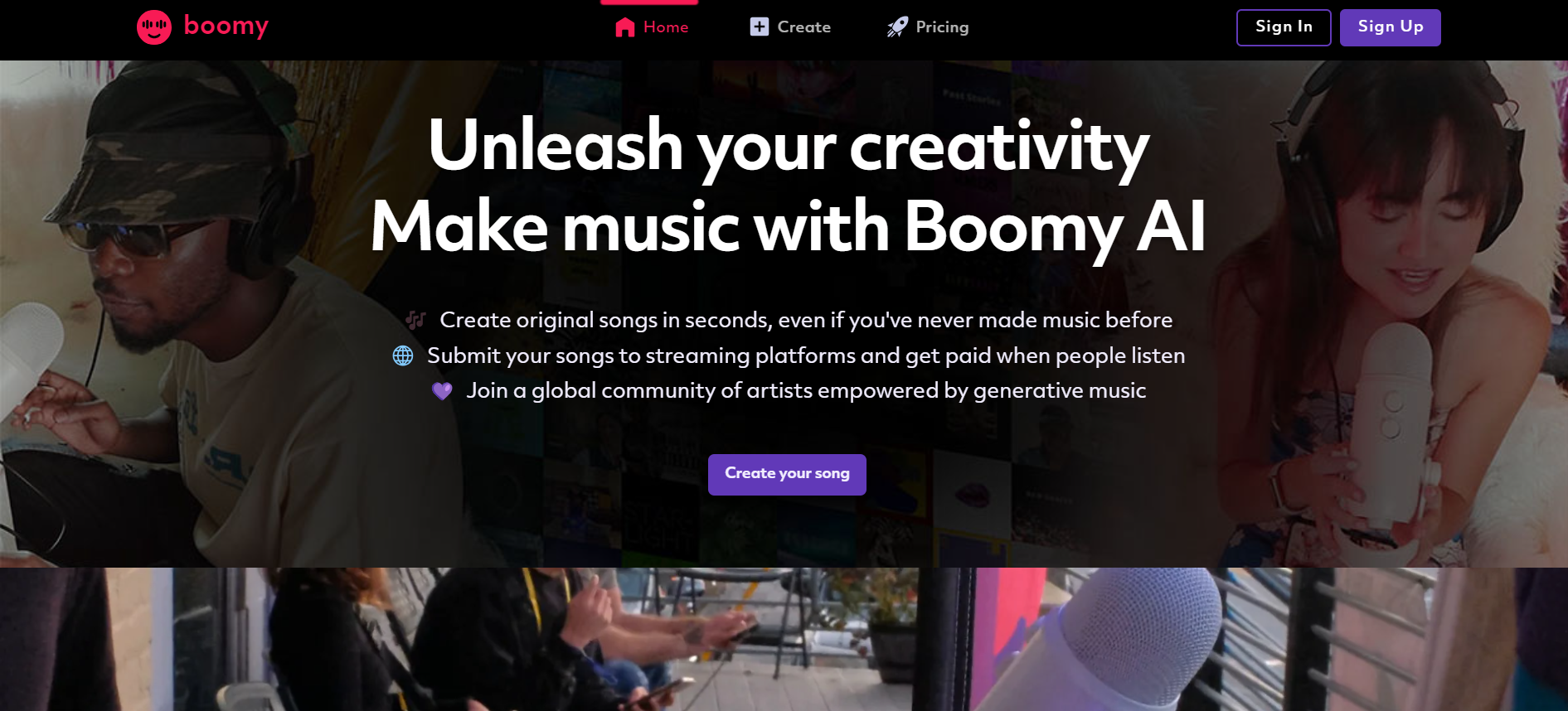 BoomyWebsite Screenshot