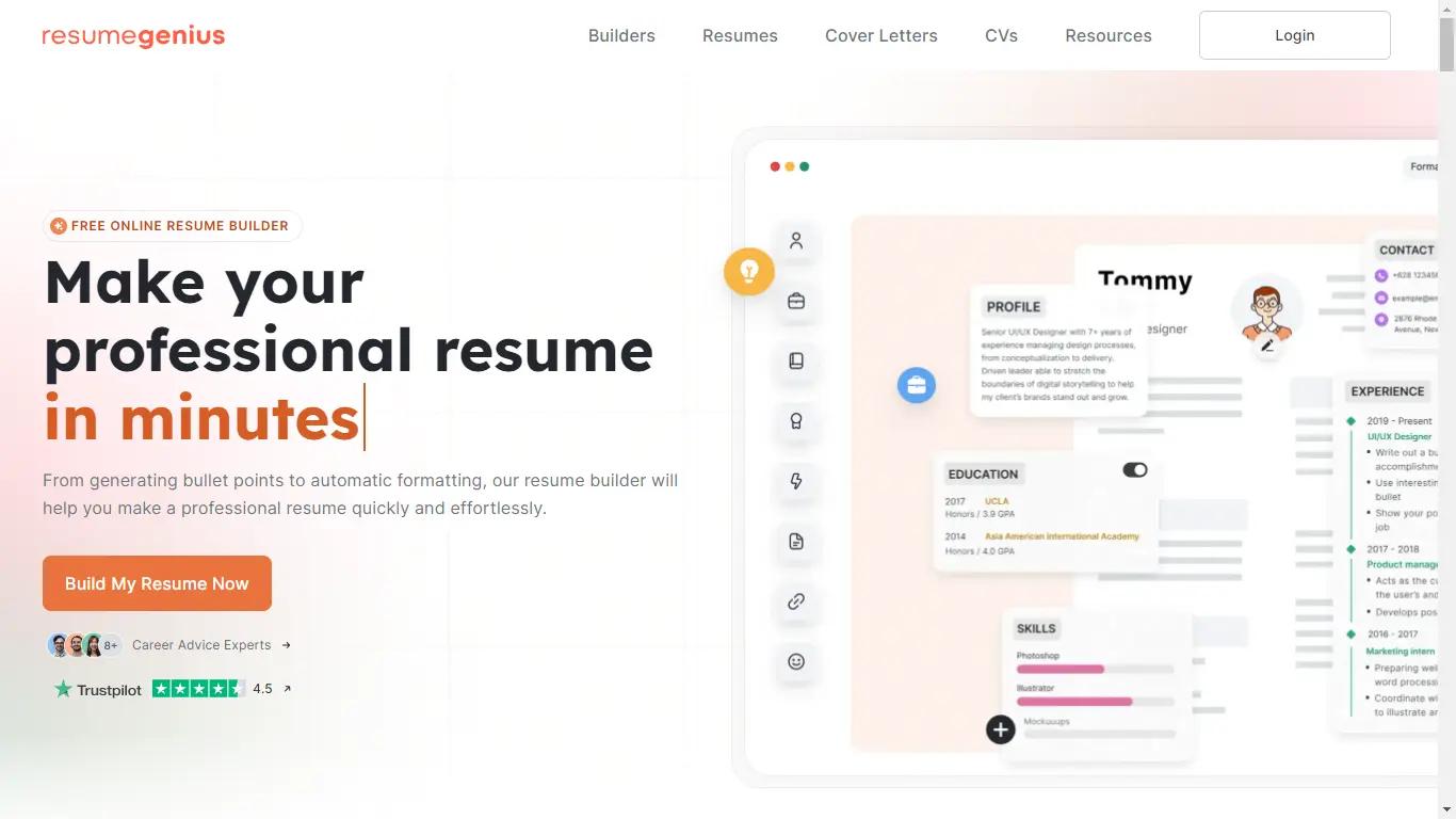 Resume GeniusWebsite Screenshot