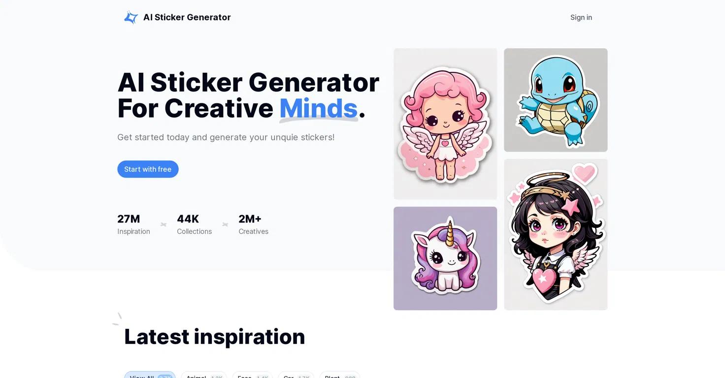 AI Sticker GeneratorWebsite Screenshot