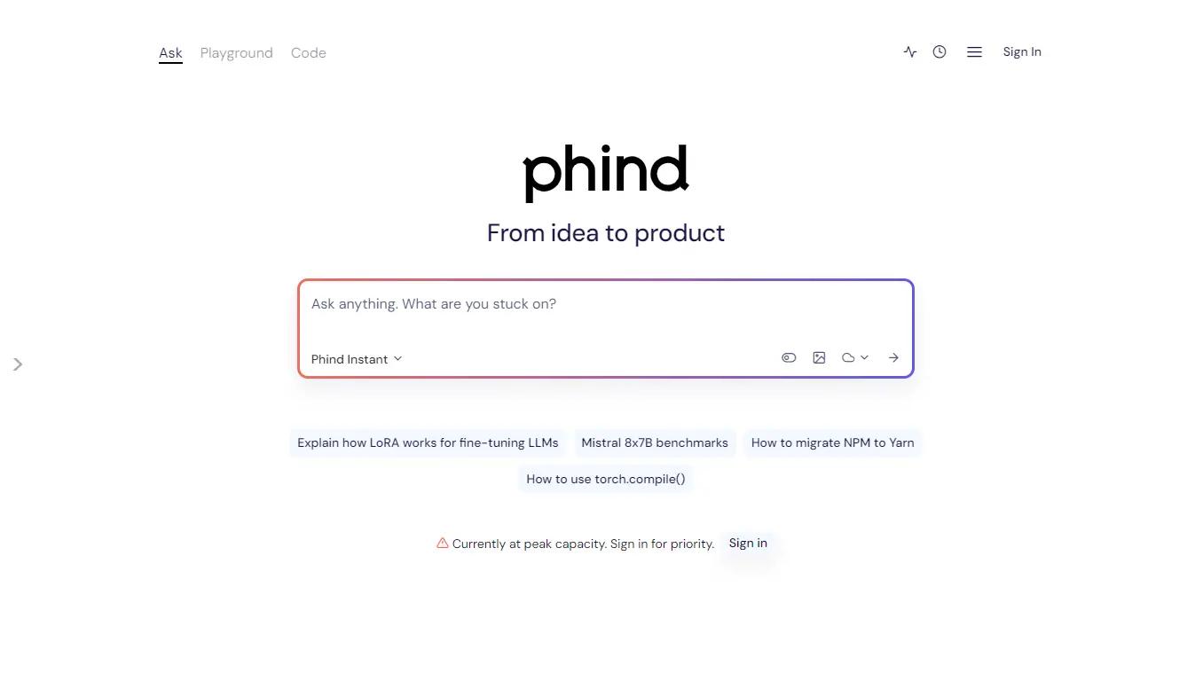 PhindWebsite Screenshot