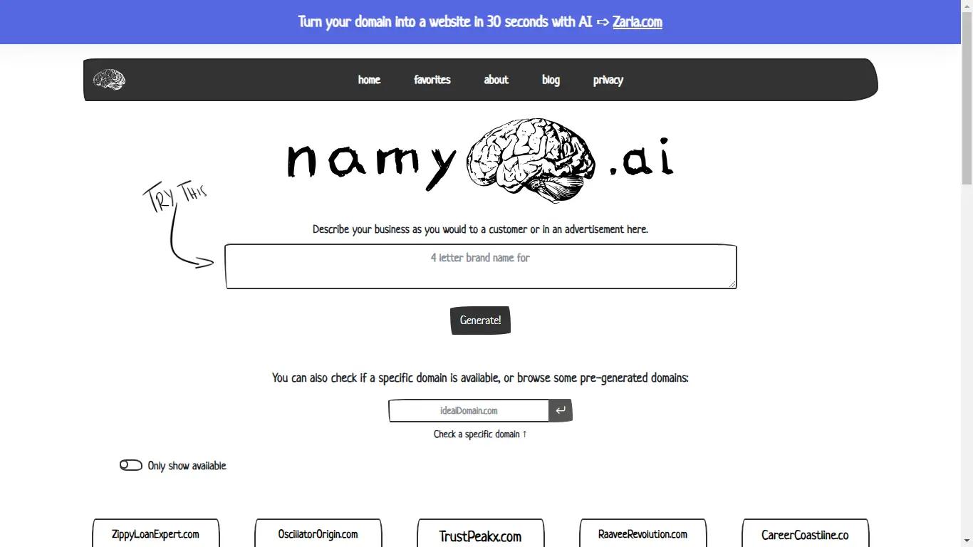 Namy AIWebsite Screenshot