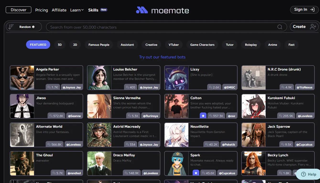 MoemateWebsite Screenshot