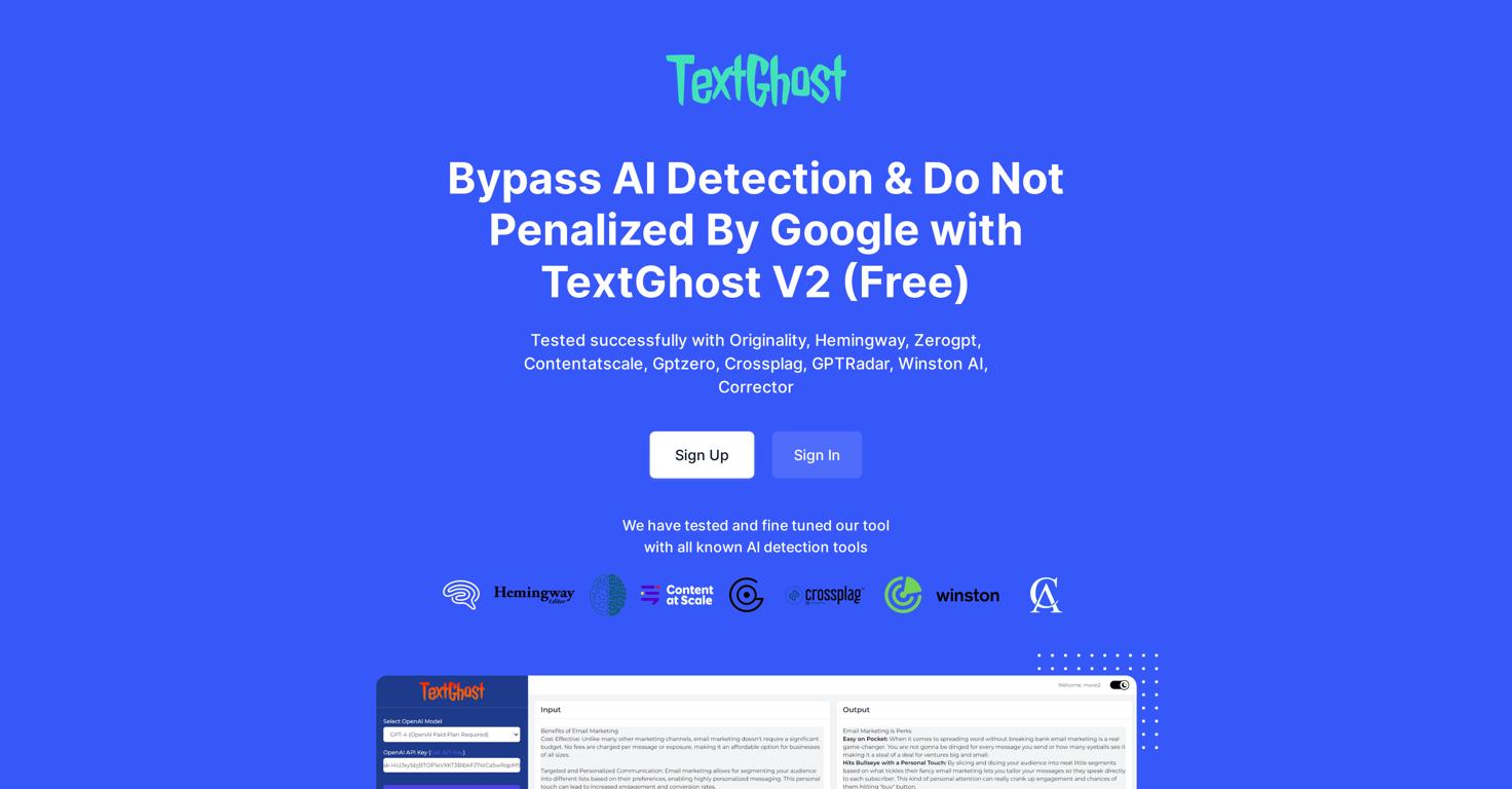 TextGhost Website Screenshot