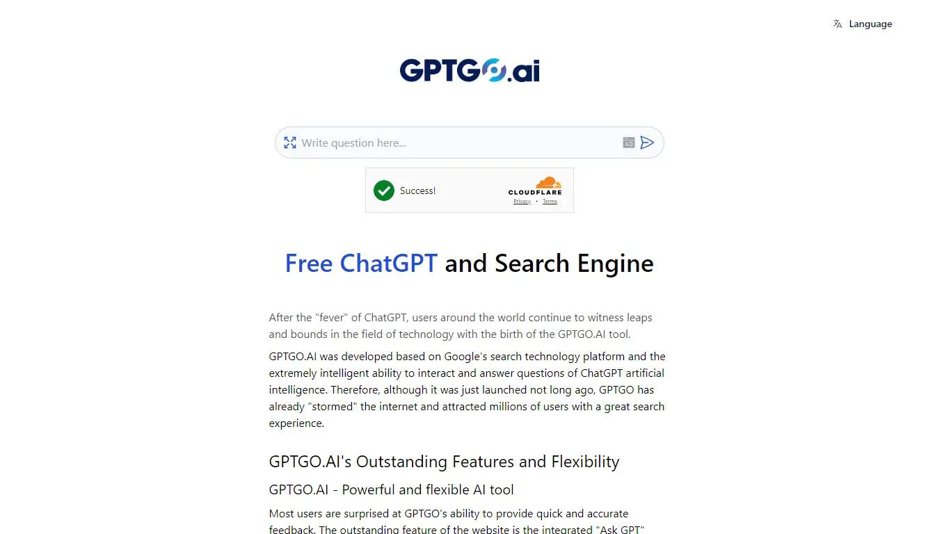 GPTGoWebsite Screenshot