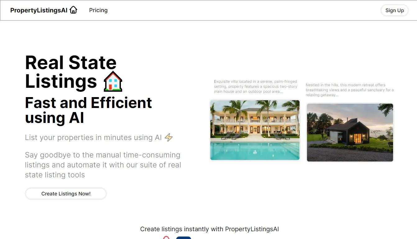 PropertyListingsAIWebsite Screenshot