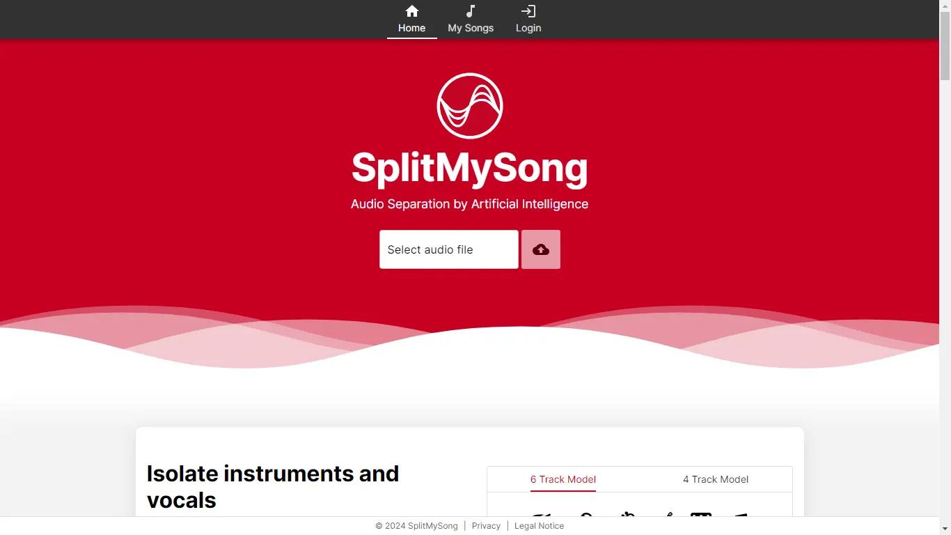 SplitMySongWebsite Screenshot