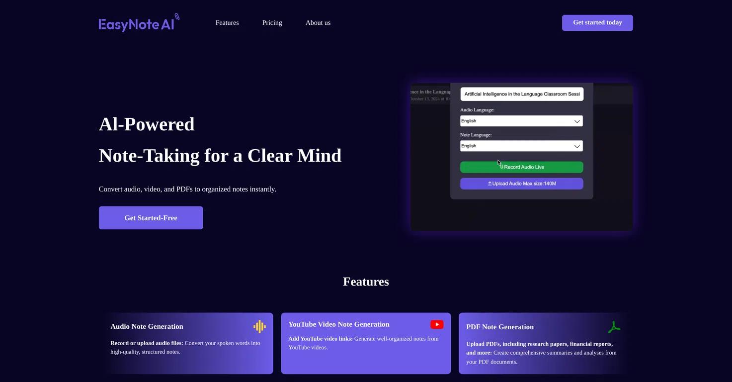 EasyNoteAI Website