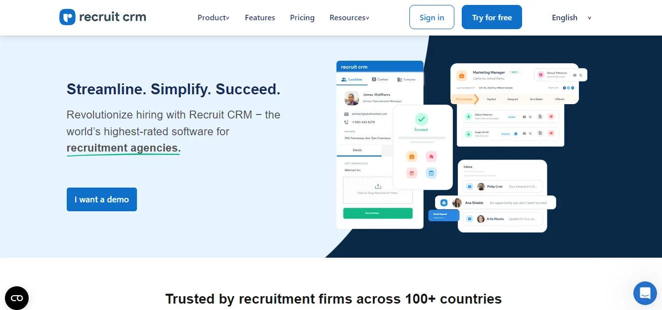 Recruit CRMWebsite Screenshot