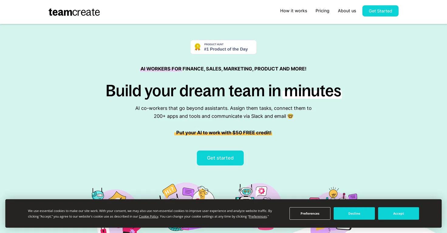 TeamCreateWebsite Screenshot