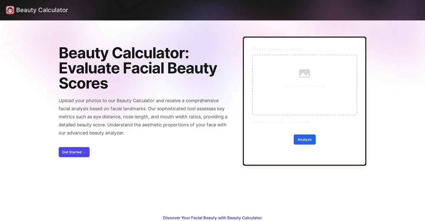 Beauty CalculatorWebsite Screenshot