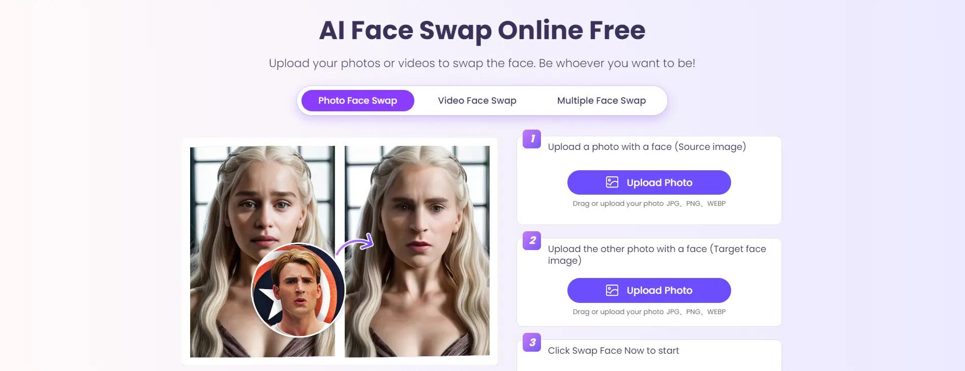 Vidnoz Face Swap Website