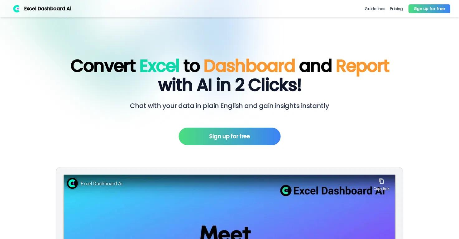 ExcelDashboard AIWebsite Screenshot