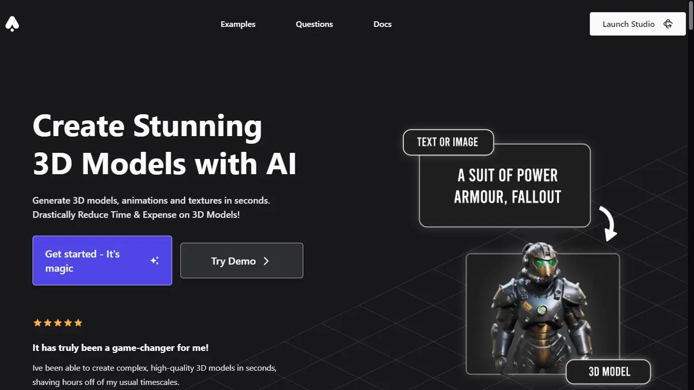 3D AI StudioWebsite Screenshot