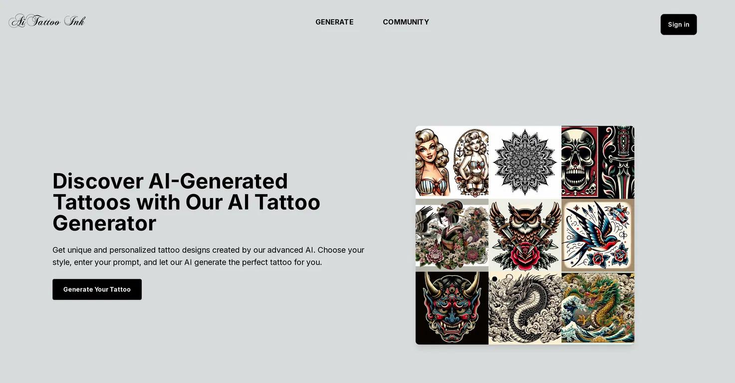 AiTattoo InkWebsite Screenshot