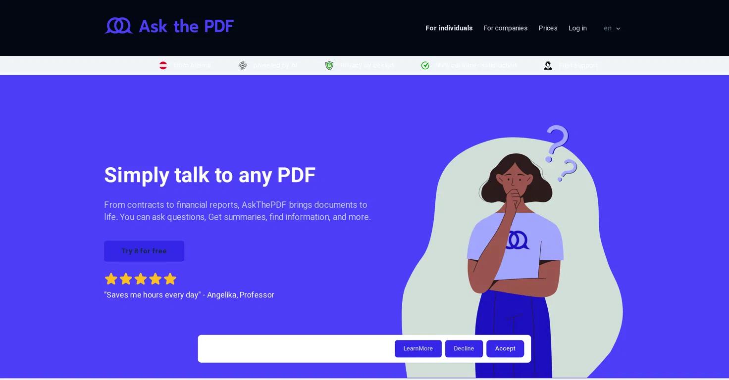 AskThePDFWebsite Screenshot